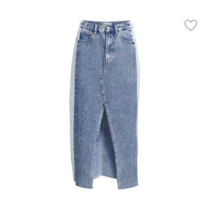 DRIFTWOOD Free People Sara Two Tone Denim Midi Maxi Skirt Size 28 R Front Slit